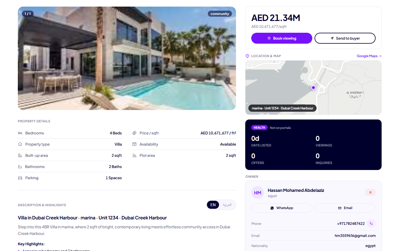 Listings & Portals in COM8 Realty